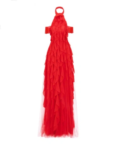 Gemy Maalouf Halter-neck Dress - Long Dresses In Red