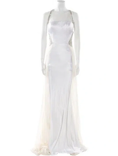 Pre-owned Gemy Maalouf Halterneck Long Dress In Neutral