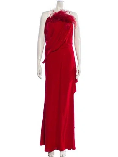 Pre-owned Gemy Maalouf Halterneck Long Dress In Red