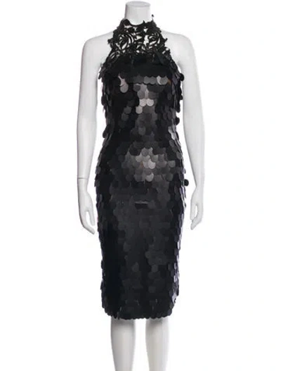 Pre-owned Gemy Maalouf Halterneck Midi Length Dress W/ Tags In Black