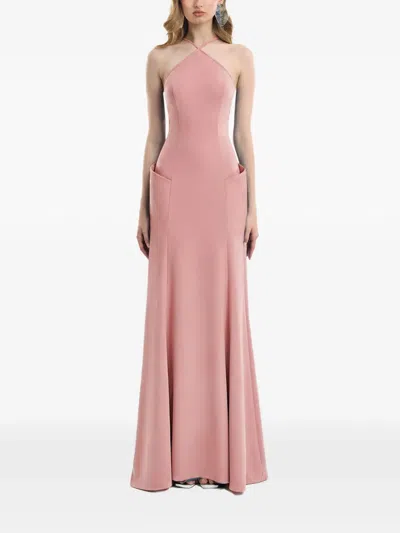 Gemy Maalouf Halterneck Pocket-detail Dress In Pink