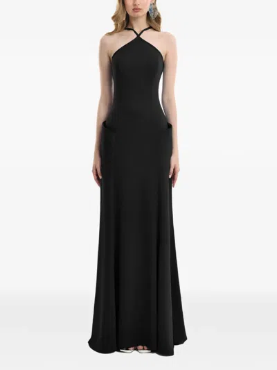 Gemy Maalouf Halter-neck Structured-hip Dress In Black
