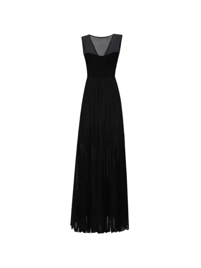 Gemy Maalouf Heart-shaped Pleated Midi Dress In Black