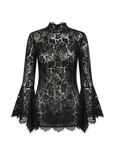 Gemy Maalouf Lace Bell-sleeve Top In Black