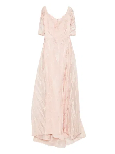 Gemy Maalouf Lace-embellished Maxi Dress In Pink