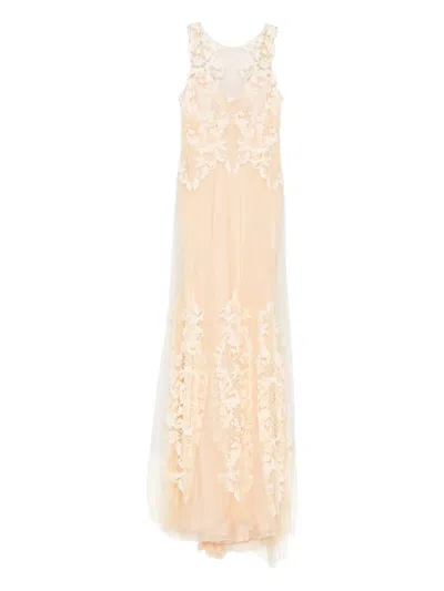 Gemy Maalouf Lace-embellished Tulle Dress In Neutral