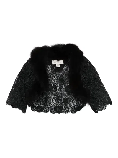 Gemy Maalouf Lace Fur-trimmed Bolero In Black
