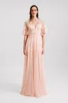 GEMY MAALOUF LACE GOWN WITH DEEP V-NECK
