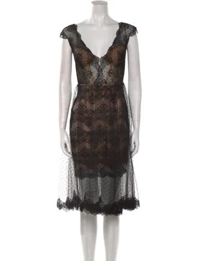 Pre-owned Gemy Maalouf Lace Knee-length Dress W/ Tags In Black