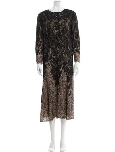 Pre-owned Gemy Maalouf Lace Midi Length Dress In Brown
