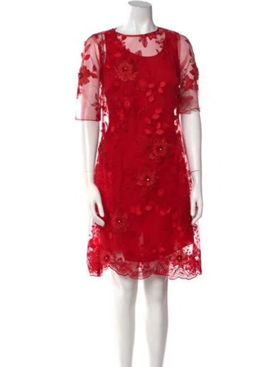 Pre-owned Gemy Maalouf Lace Mini Dress W/ Tags In Red