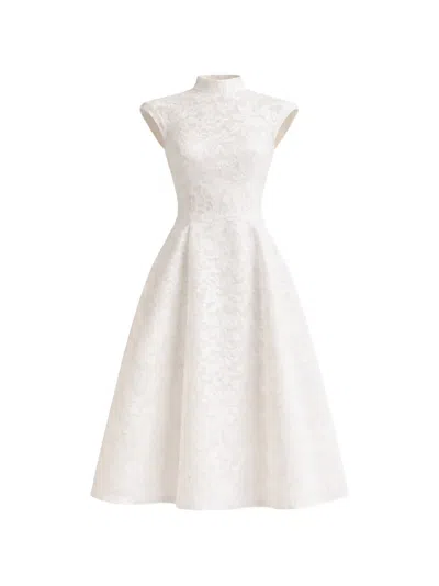Gemy Maalouf Lace Mock-neck Dress In White