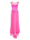 Gemy Maalouf Lace-panelled Sequinned Gown In Pink