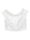 Gemy Maalouf Lace-pattern Cropped Top In White