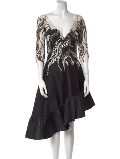Pre-owned Gemy Maalouf Lace Pattern Knee-length Dress W/ Tags In Black