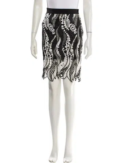 Pre-owned Gemy Maalouf Lace Pattern Knee-length Skirt W/ Tags In Black