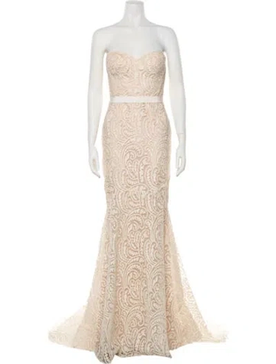 Pre-owned Gemy Maalouf Lace Pattern Long Dress W/ Tags In Neutral