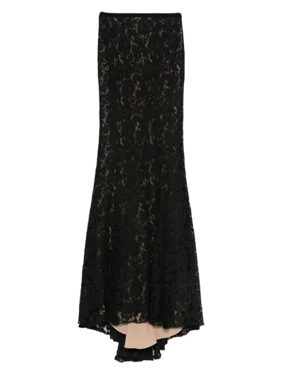 Gemy Maalouf Lace-pattern Long Skirt In Black