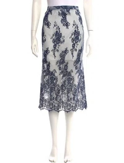 Pre-owned Gemy Maalouf Lace Pattern Midi Length Skirt In Blue