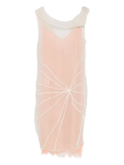Gemy Maalouf Lace-trim Sheer-overlay Dress In Neutral