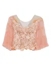 Gemy Maalouf Lace-trimmed Ruffled Top In Pink