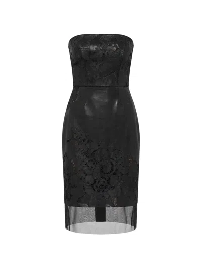 Gemy Maalouf Lace-overlay Strapless Dress In Black