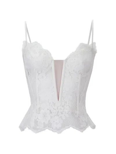 Gemy Maalouf Lace-panelled Peplum Top In White