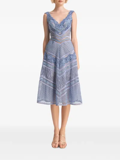Gemy Maalouf Lace-panelled Sleeveless Dress In Blue