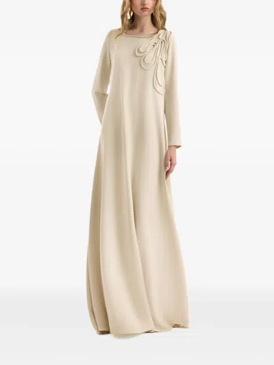 Gemy Maalouf Long-sleeve A-line Maxi Dress In Neutral
