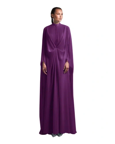 Gemy Maalouf Loose Purple Chiffon Kaftan - Long Dresses