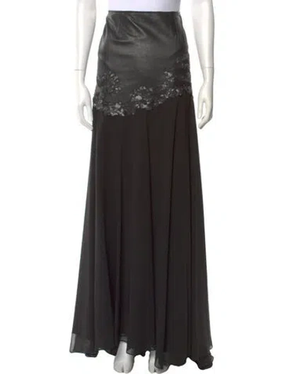 Pre-owned Gemy Maalouf Mesh Accents Long Skirt In Black