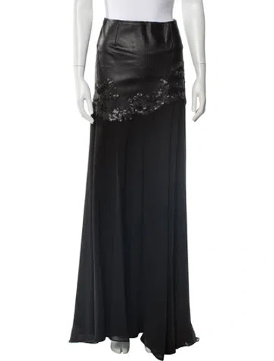 Pre-owned Gemy Maalouf Mesh Accents Long Skirt W/ Tags In Black
