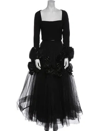 Pre-owned Gemy Maalouf Mesh Accents Skirt Set W/ Tags In Black