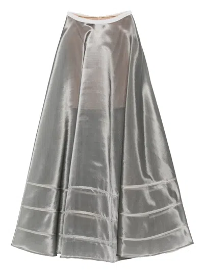 Gemy Maalouf Metallic Tiered Skirt In Silver