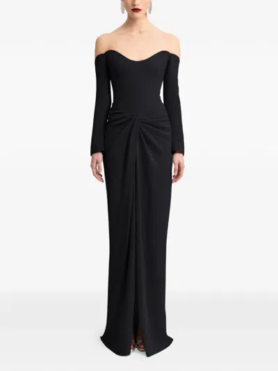 Gemy Maalouf Off-shoulder Draped Maxi Dress In Black