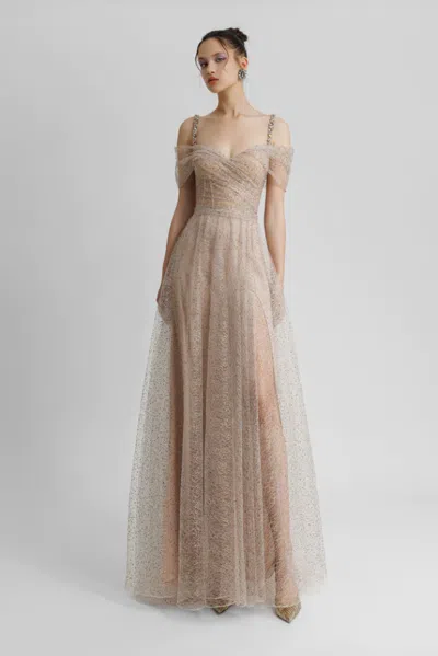 Gemy Maalouf Off-shoulder Embellished Dress In Multi