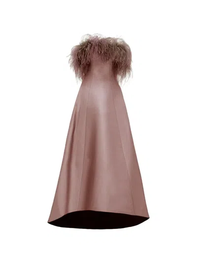 Gemy Maalouf Off-shoulder Feathers Maxi Dress In Multi