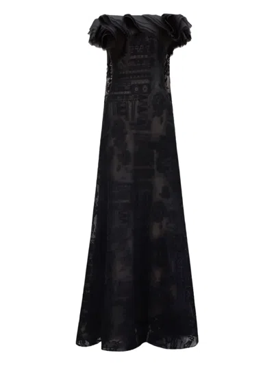 Gemy Maalouf Off-shoulder Loose-cut Dress In Black