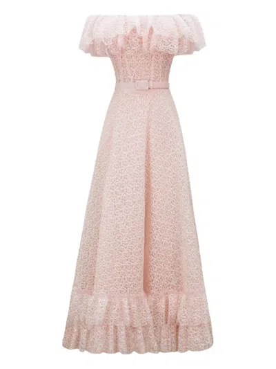 Gemy Maalouf Off-shoulder Ruffled Dress In Pink