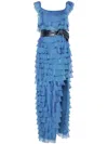 Gemy Maalouf Off-shoulder Ruffled Gown In 蓝色