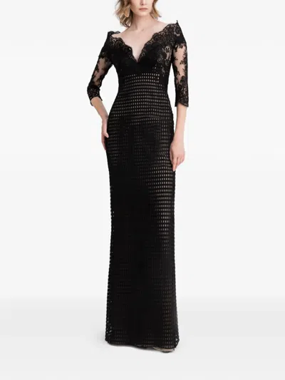 Gemy Maalouf Off-the-shoulders V-neckline Maxi Dress In Black