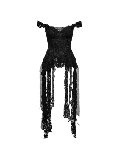 Gemy Maalouf Off-shoulder Embroidered Top In Black