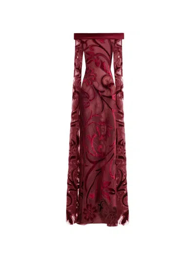 Gemy Maalouf Off-shoulder Maxi Dress In Burgundy