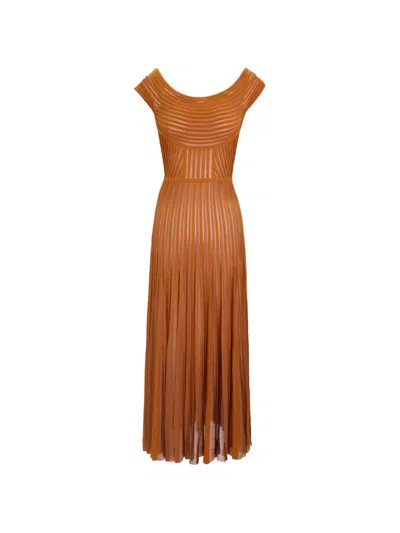 Gemy Maalouf Off-shoulder Midi Dress In Brown