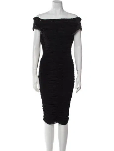 Pre-owned Gemy Maalouf Off-the-shoulder Knee-length Dress W/ Tags In Black