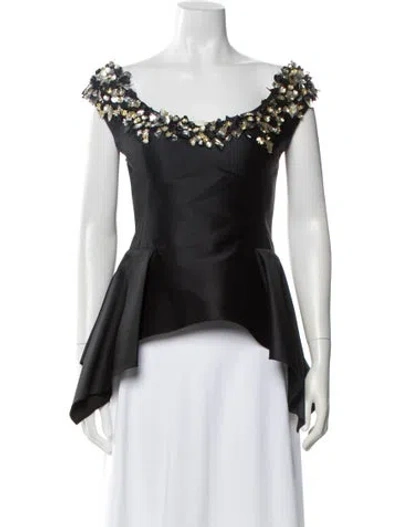 Pre-owned Gemy Maalouf Off-the-shoulder Sleeveless Top W/ Tags In Black