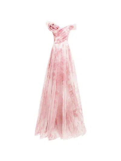 Gemy Maalouf Off-the-shoulders Floral Maxi Dress In Pink