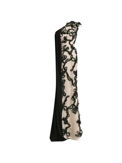 Gemy Maalouf One-shoulder 3d Embroidered Dress In Multi