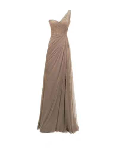 Gemy Maalouf One-shoulder Draped Dress - Long Dresses In Brown