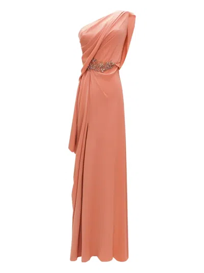 Gemy Maalouf One-shoulder Draped Maxi Dress In Orange